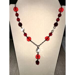 NEW Red Beaded long necklace